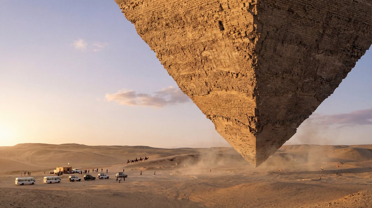 Photorealistic Ultra-Wide Desert Scene with Inverted Pyramid 2
