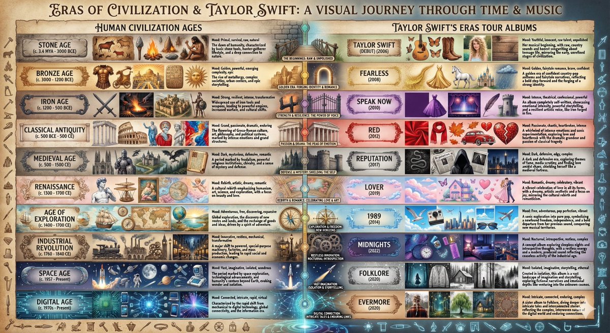 Taylor Swift Eras Tour vs. Human Civilization Ages Comparison 1