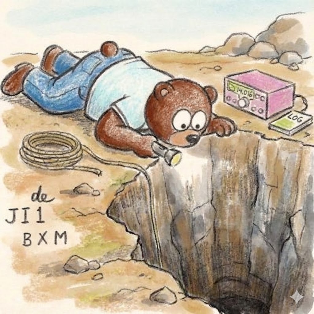 Bear Peering into a Deep Hole Illustration 1