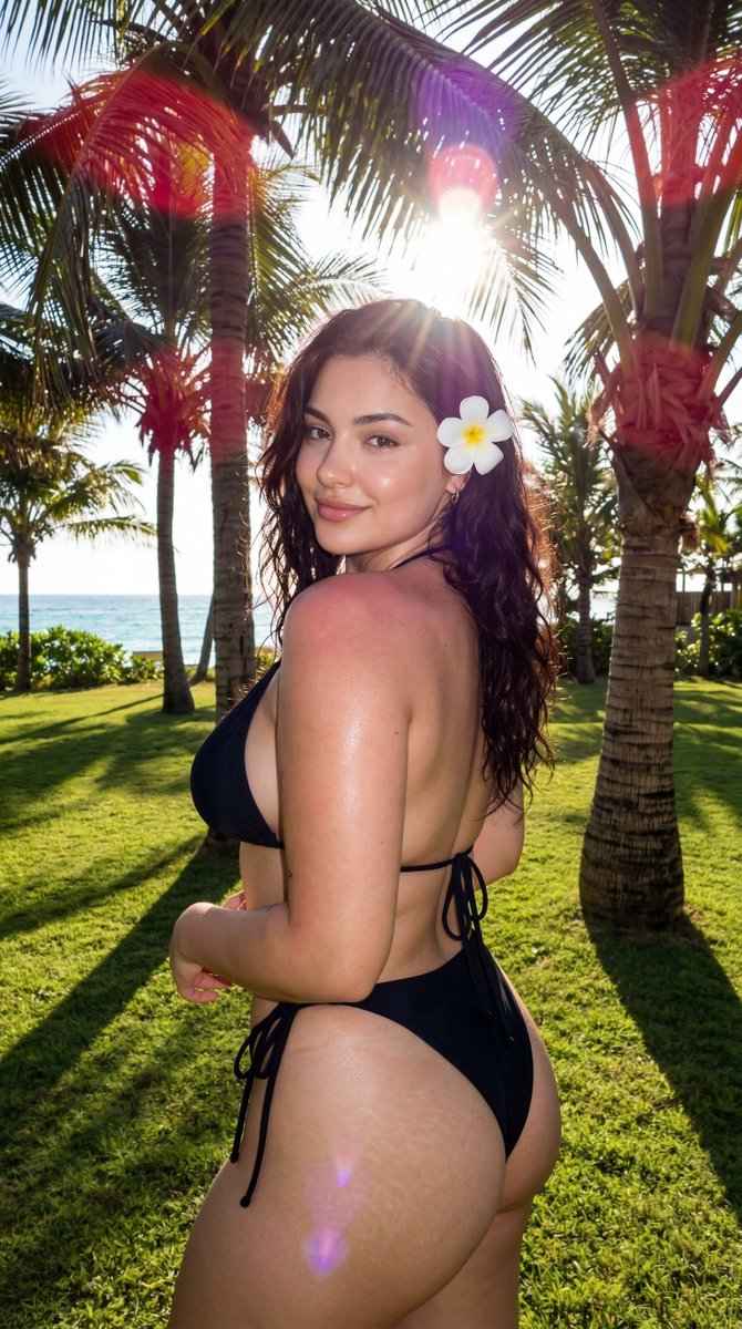 Black Bikini Tropical Lawn Selfie Vibe 1