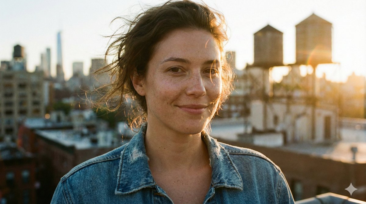 Golden hour rooftop portrait photography prompt 2