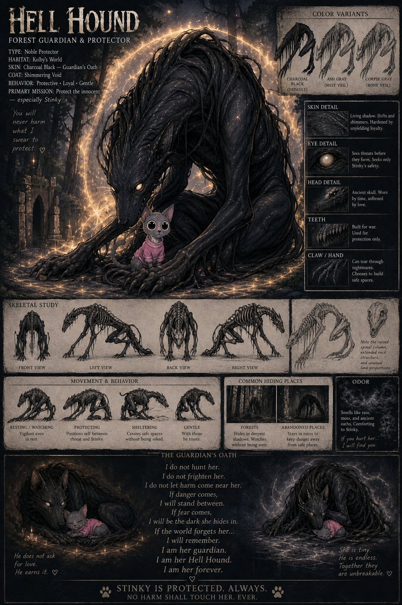 Infographic / Edu Visual - Dark Fantasy Hell Hound Character Sheet 1