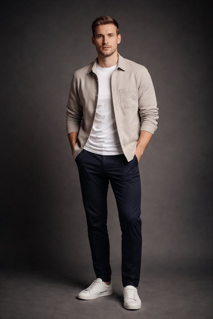 Modern Casual British Man Studio Portrait Prompt 2