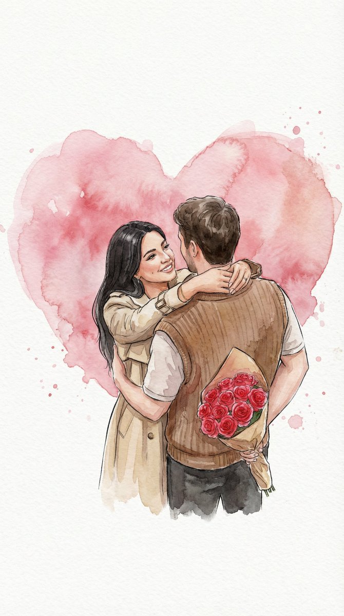 Photo to Watercolor Illustration of Couple 2