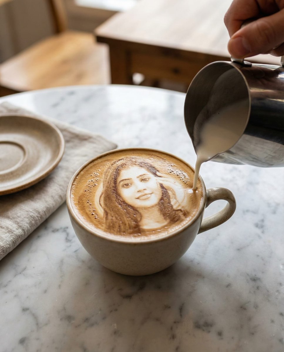 Hyper-realistic Latte Art Portrait Prompt (Identity Preservation) 1