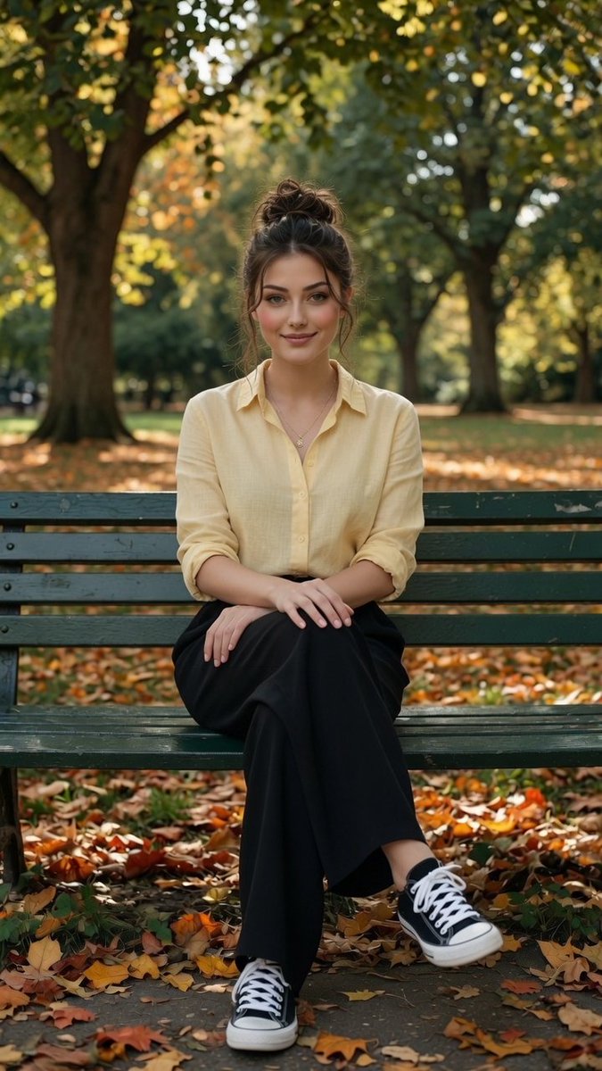 Autumn Park Bench Portrait 1