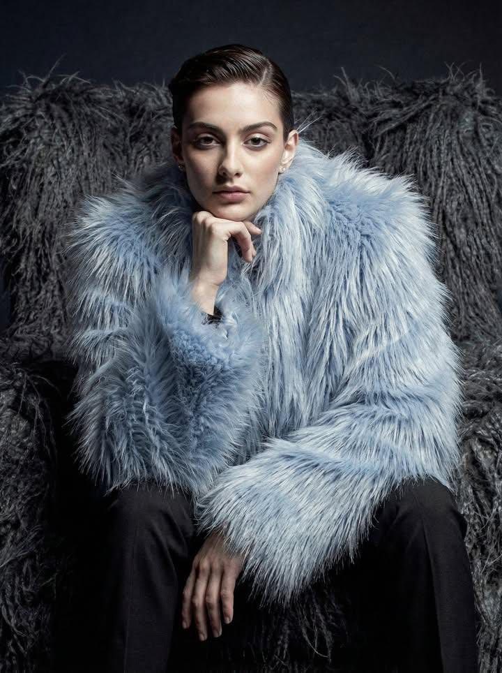 Ultra-high fashion editorial portrait in faux-fur coat 2