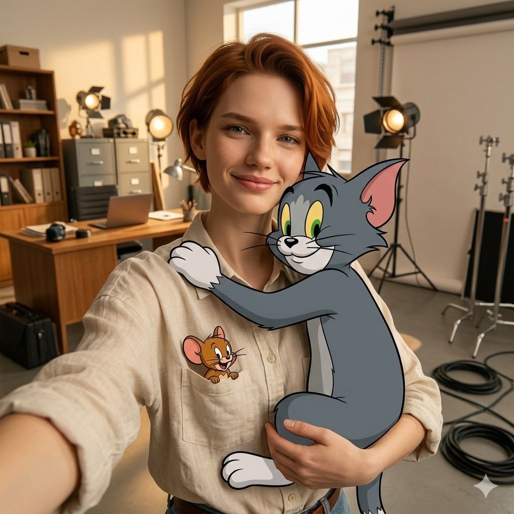 First-Person Selfie Hugging Stylized Tom and Jerry 1