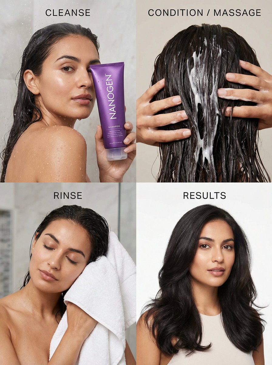 Four-Panel Luxury Haircare Campaign Grid 1