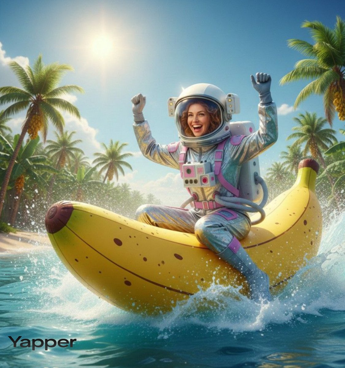 Dynamic Video Prompt: Banana Float Rocket 1