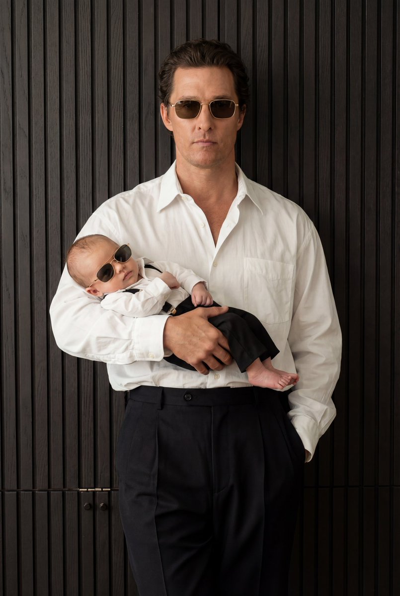 Ultra-Realistic 90s Old-Money Father and Baby Portrait 4