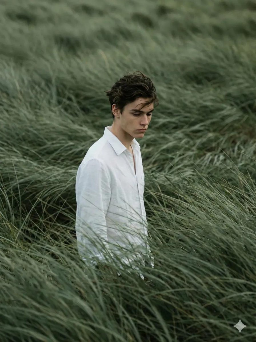 Cinematic Editorial Portrait in Wind-Swept Grass Fields 1