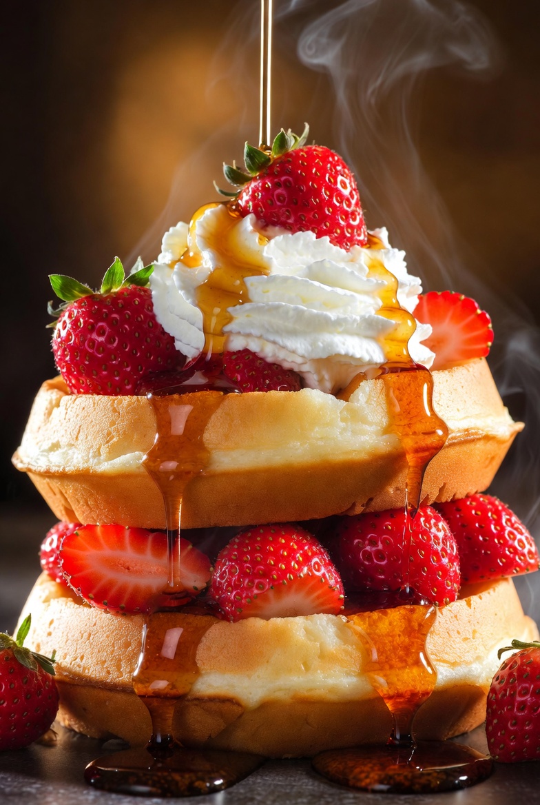 Appetizing Strawberry Waffle Photography 4
