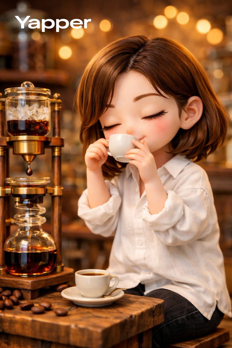 Miniature Coffee Shop Diorama with Chibi Girl 1