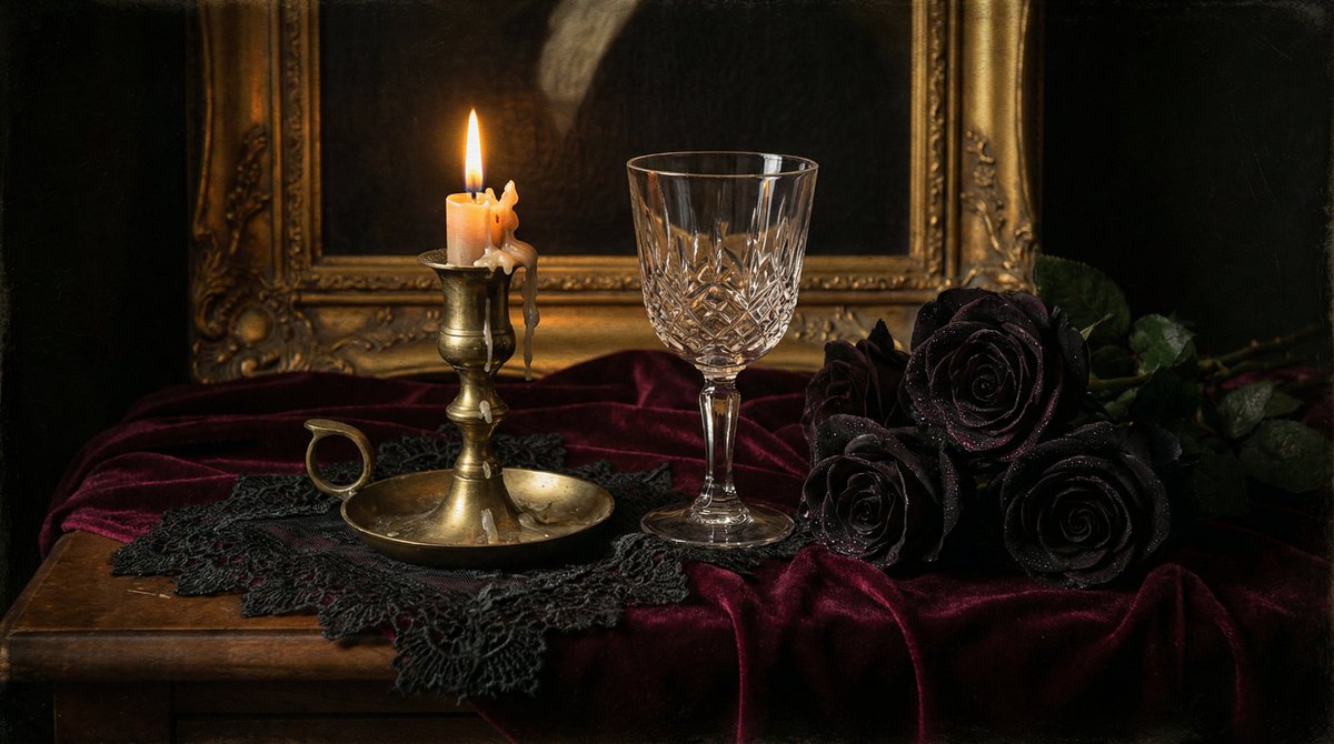 Dark Romantic Tabletop Composition Prompt 2