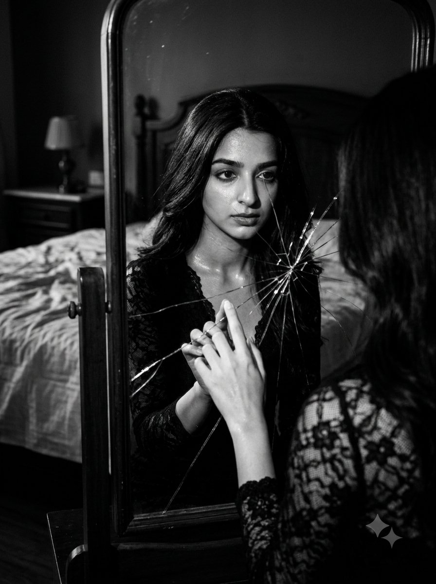 Film Noir Cracked Mirror Portrait 1