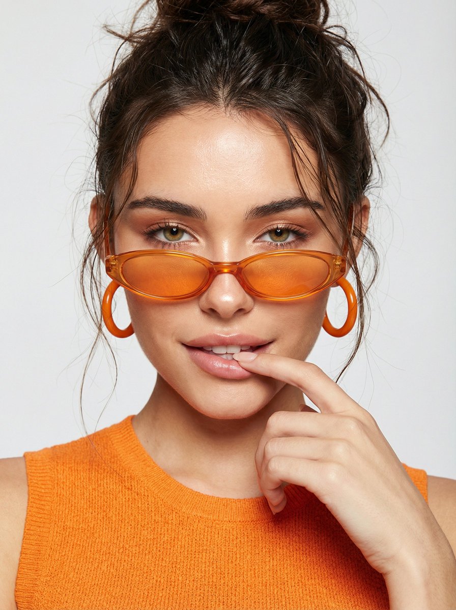 High-fashion editorial portrait with vivid orange accents 3