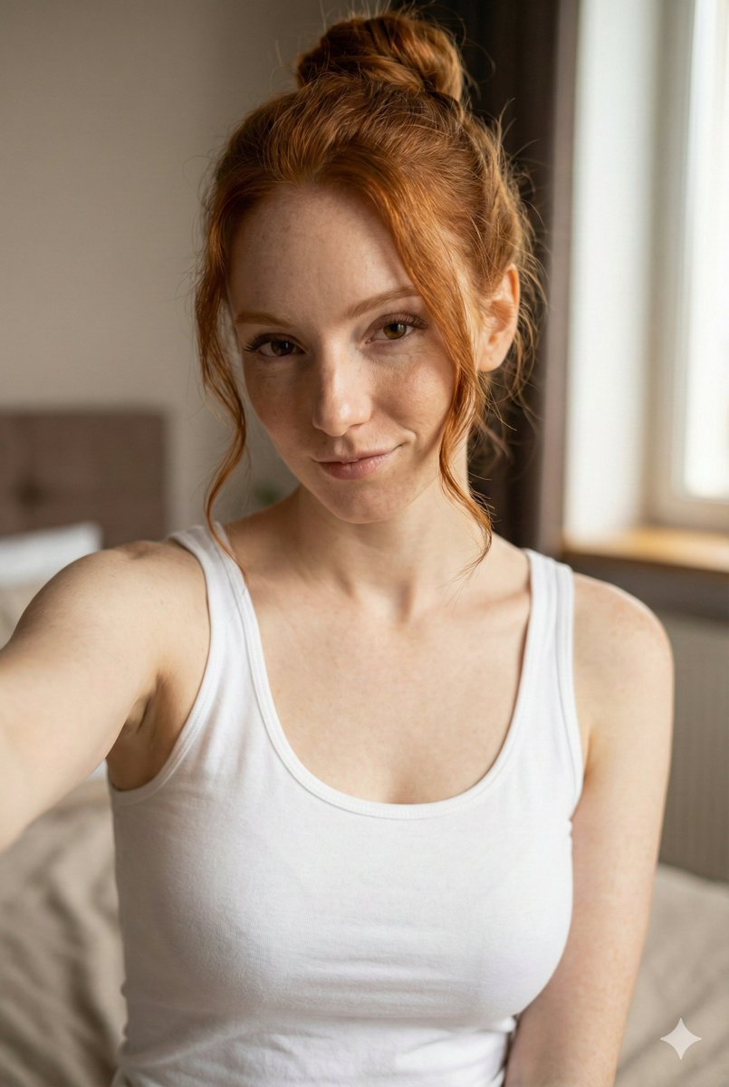 JSON Prompt for Flirty Morning Selfie Portrait 1