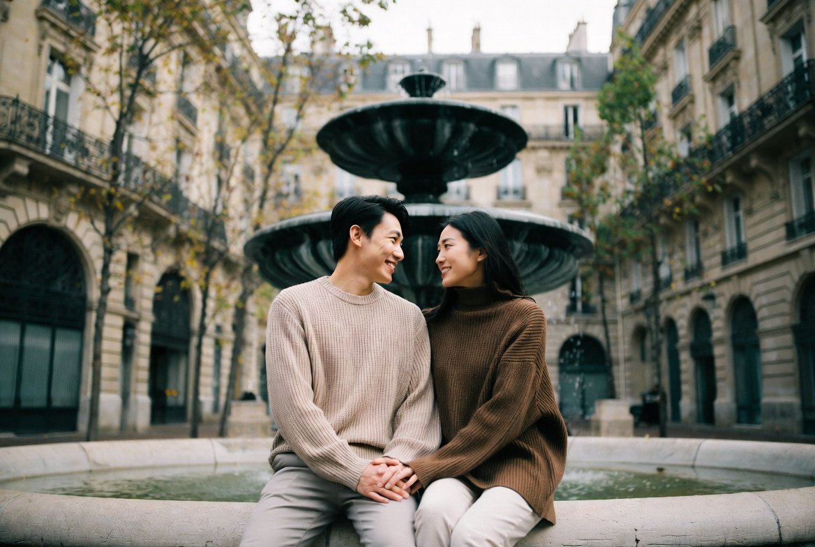 Cinematic Romantic Street Photography of a Couple in Paris 1
