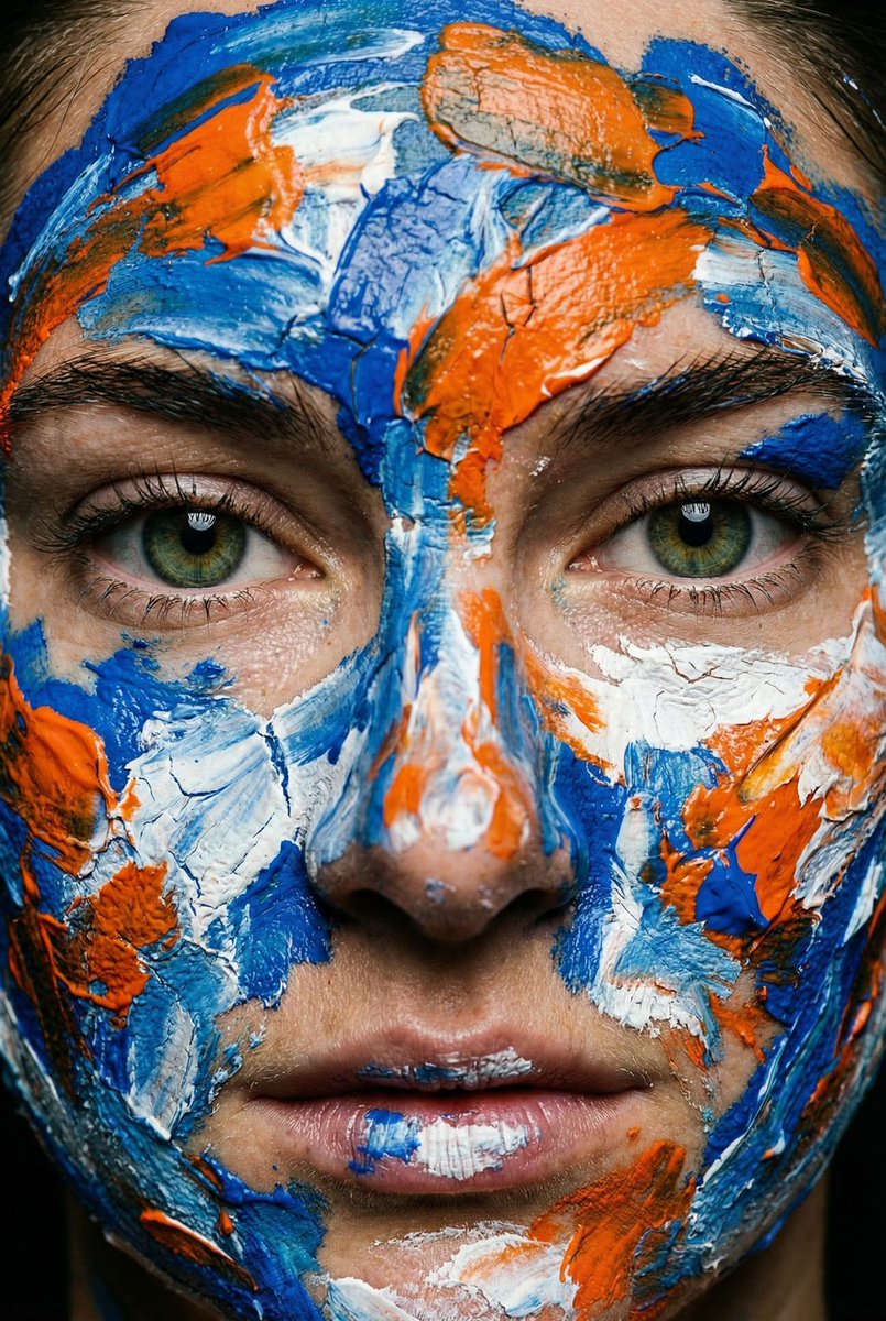 Macro Portrait with Impasto Acrylic Paint Texture 2