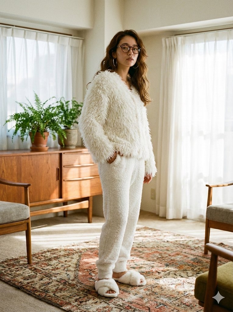 Cozy Retro Loungewear with Shaggy Faux Fur 2