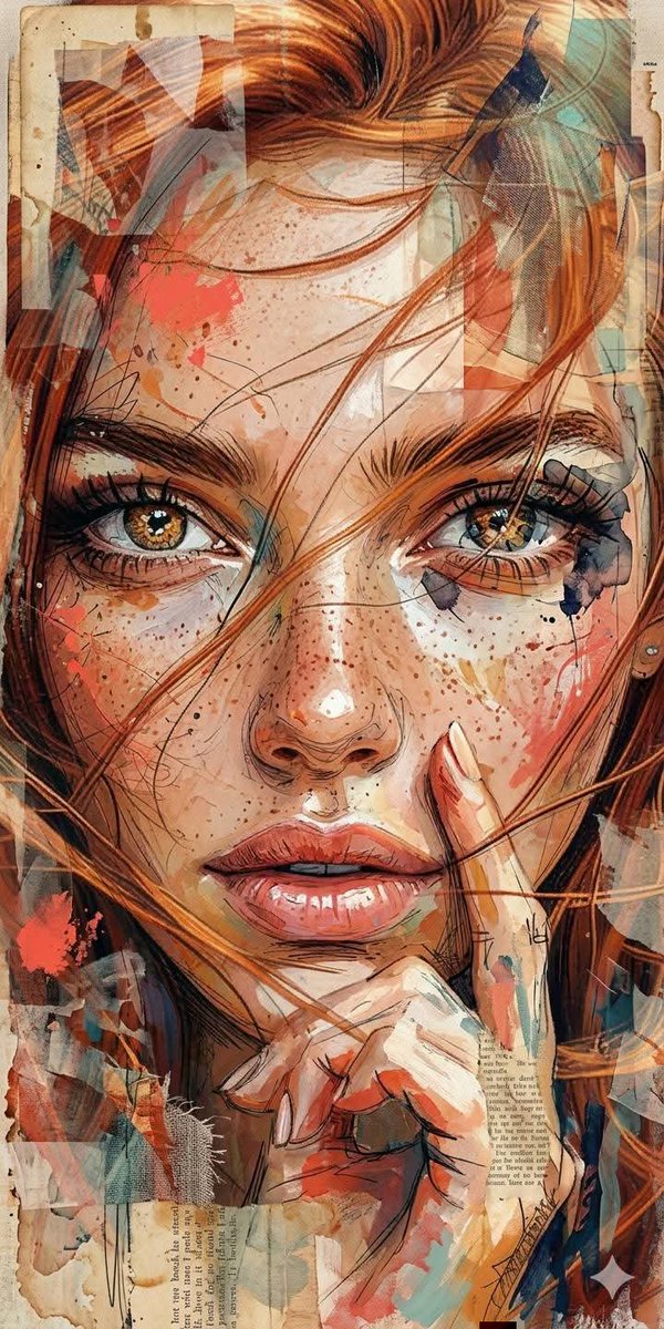 Mixed Media Abstract Portrait Illustration 1