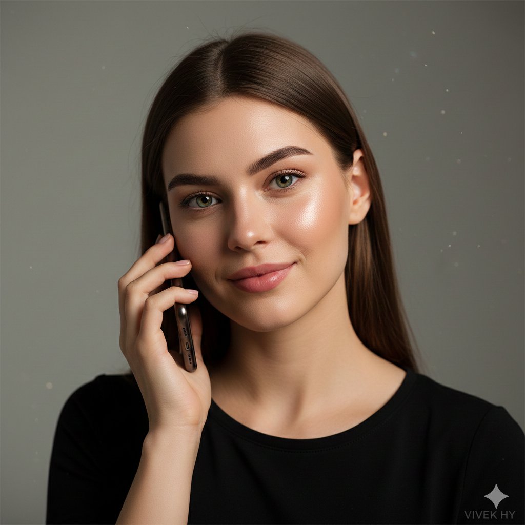 8K Hyper-realistic Portrait on a Phone Call 1