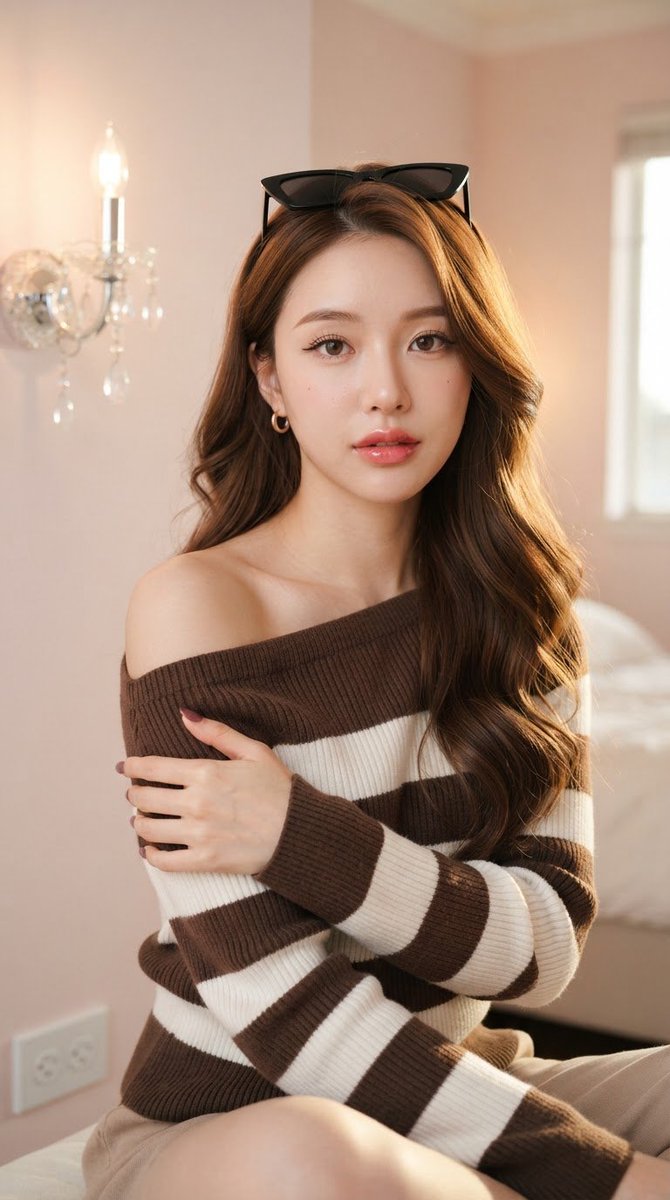 Asian Woman in Striped Sweater 4