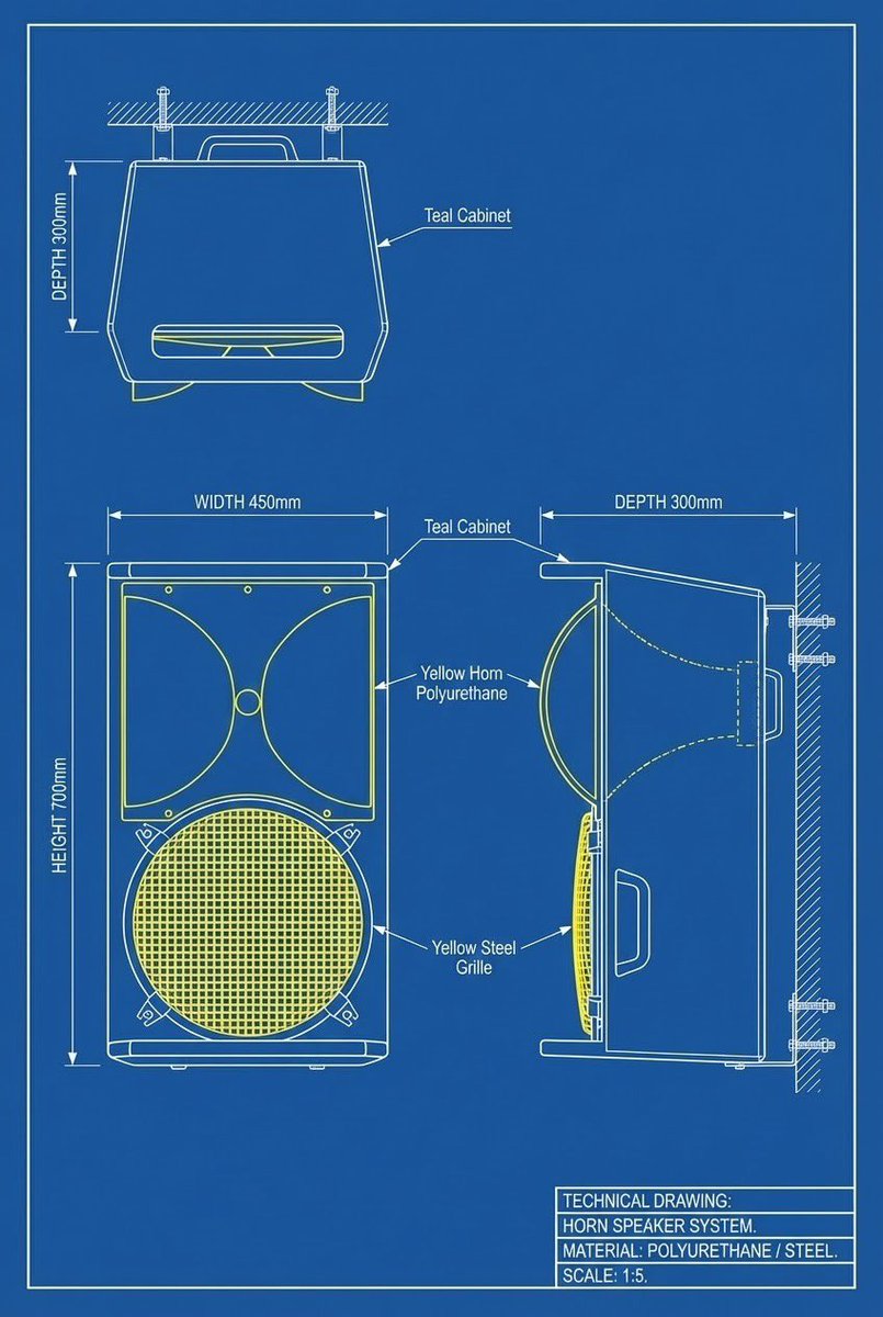 Technical drawing of a speaker from reference 2