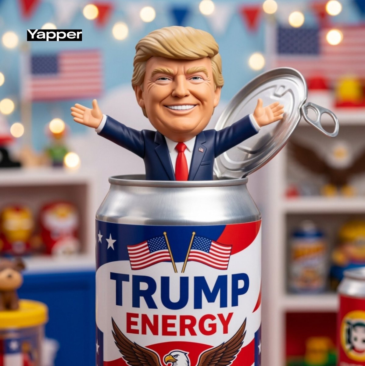 Stylized Football Figurine Popping Out of Energy Drink Can 3