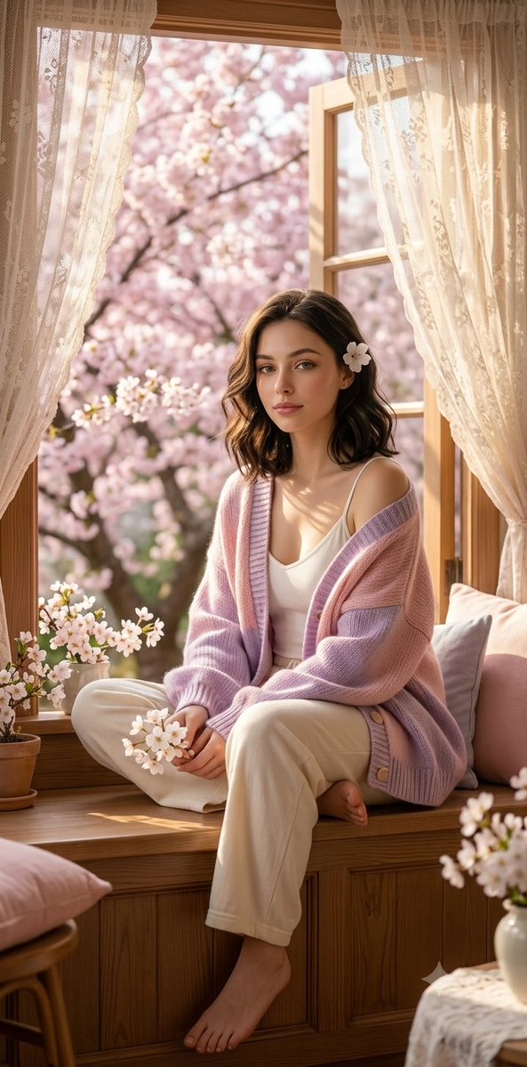 Spring Window Seat Cardigan Portrait 1
