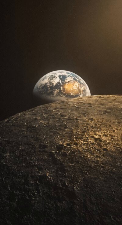 Grok Imagine prompt: Earth rise behind moon 1