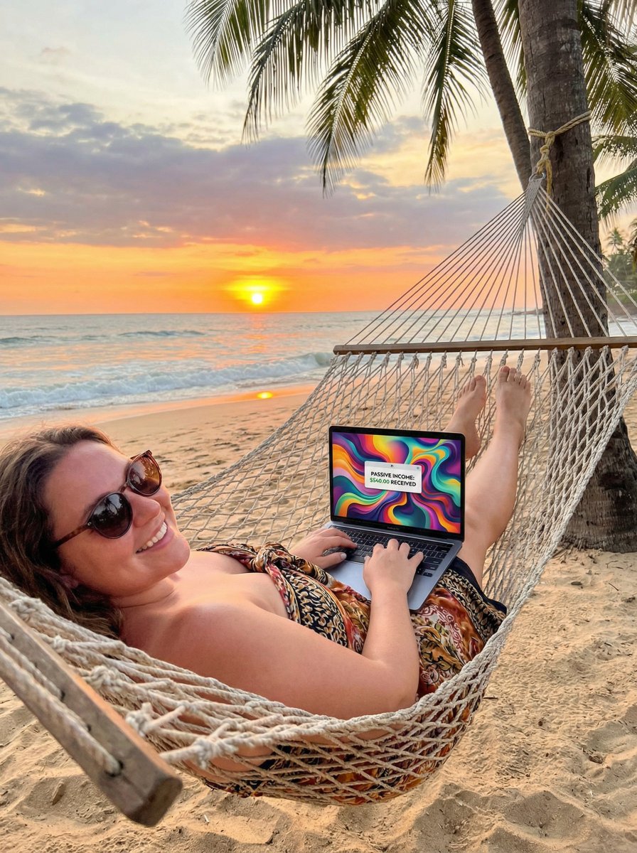JSON Prompt for Digital Nomad Generating AI Art on a Beach Hammock 1