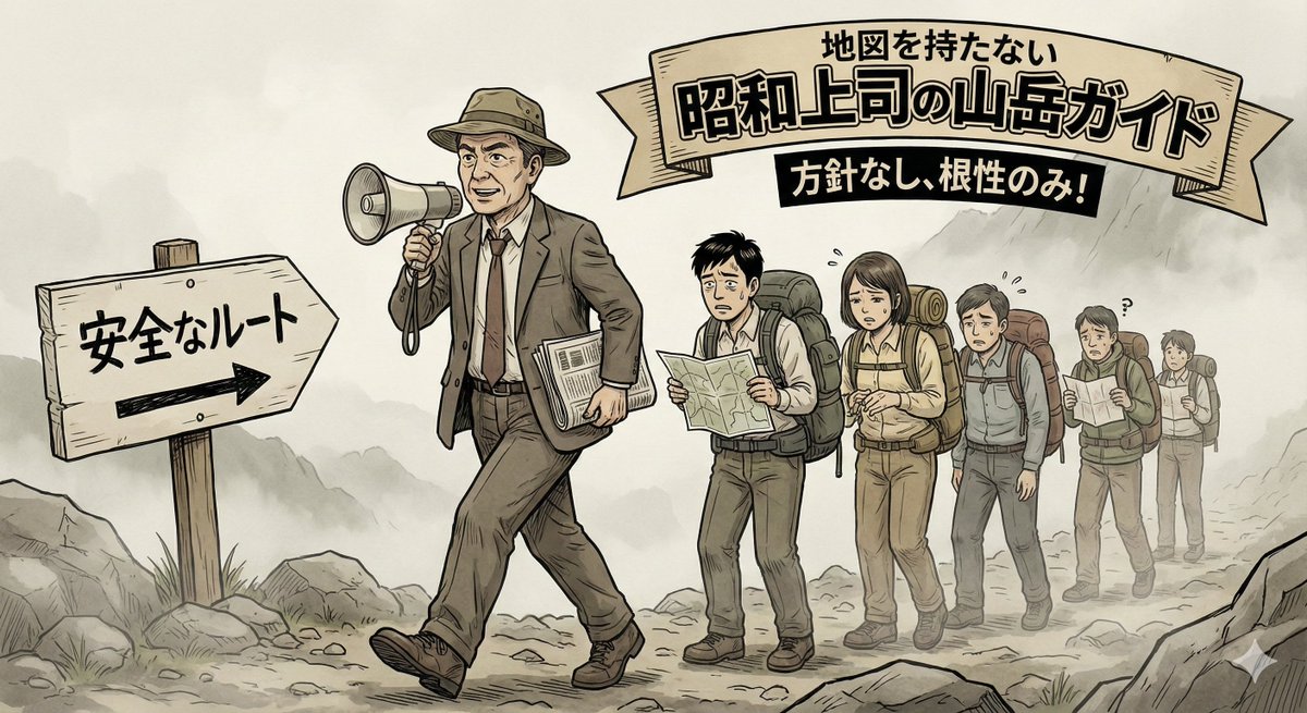Illustrating a Showa-Era Boss as a Mountain Guide 2