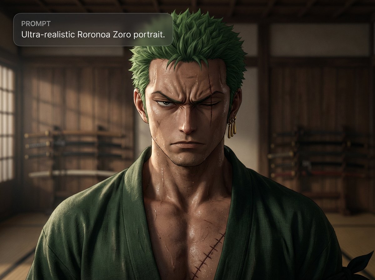Ultra-realistic Roronoa Zoro portrait 1