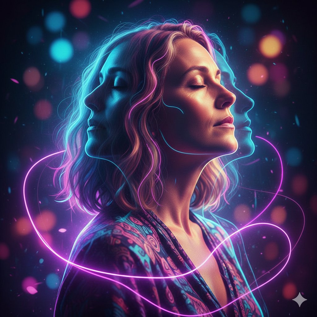 Triple Exposure Neon Portrait Prompt 1