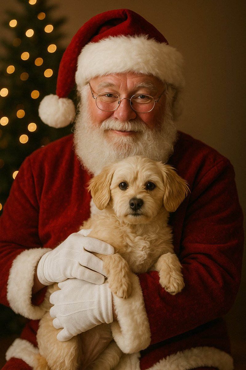 Simple Christmas dog and Santa image prompt 1