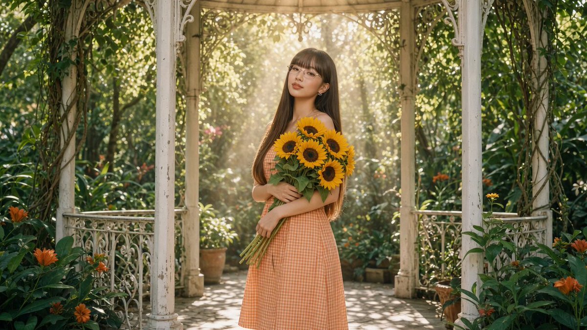 Grok Imagine Video: White Iron Gazebo Sunflowers 1