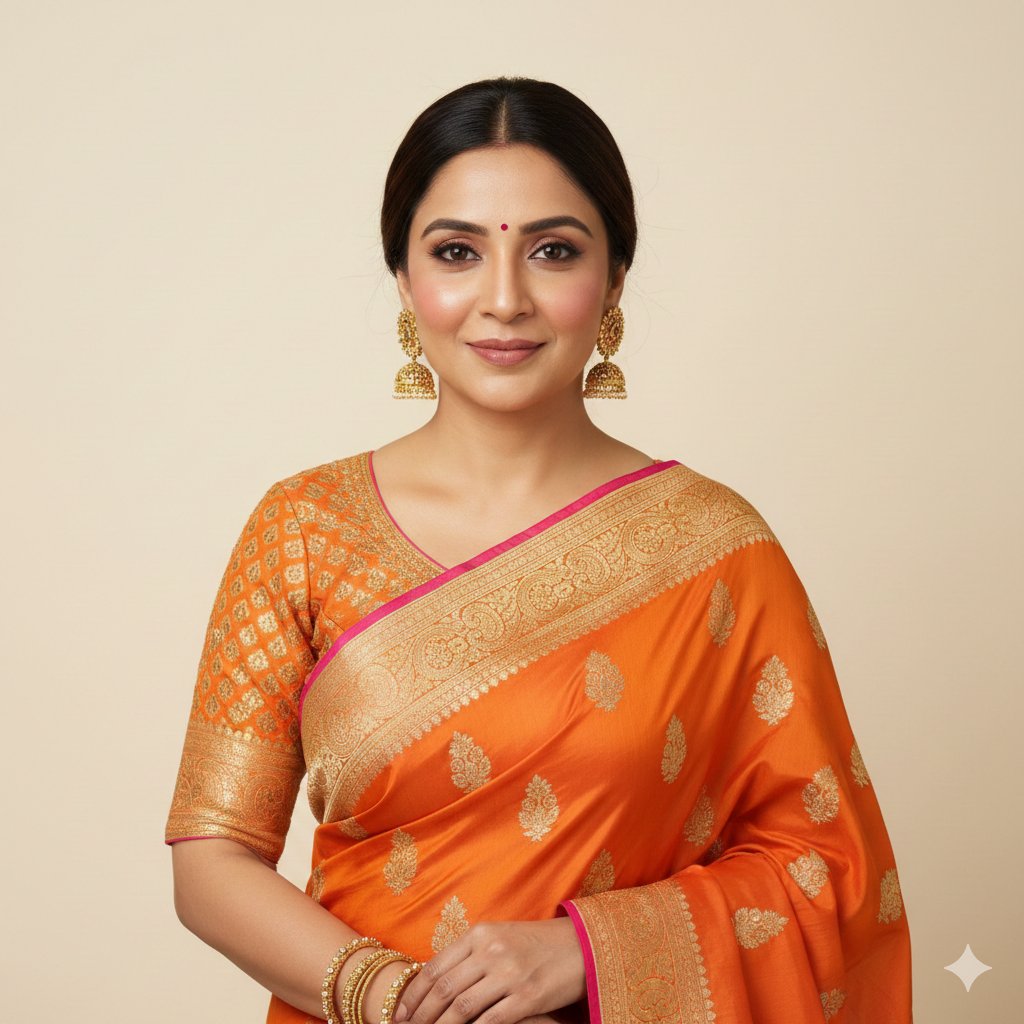 Photorealistic Traditional Indian Saree Portrait 1
