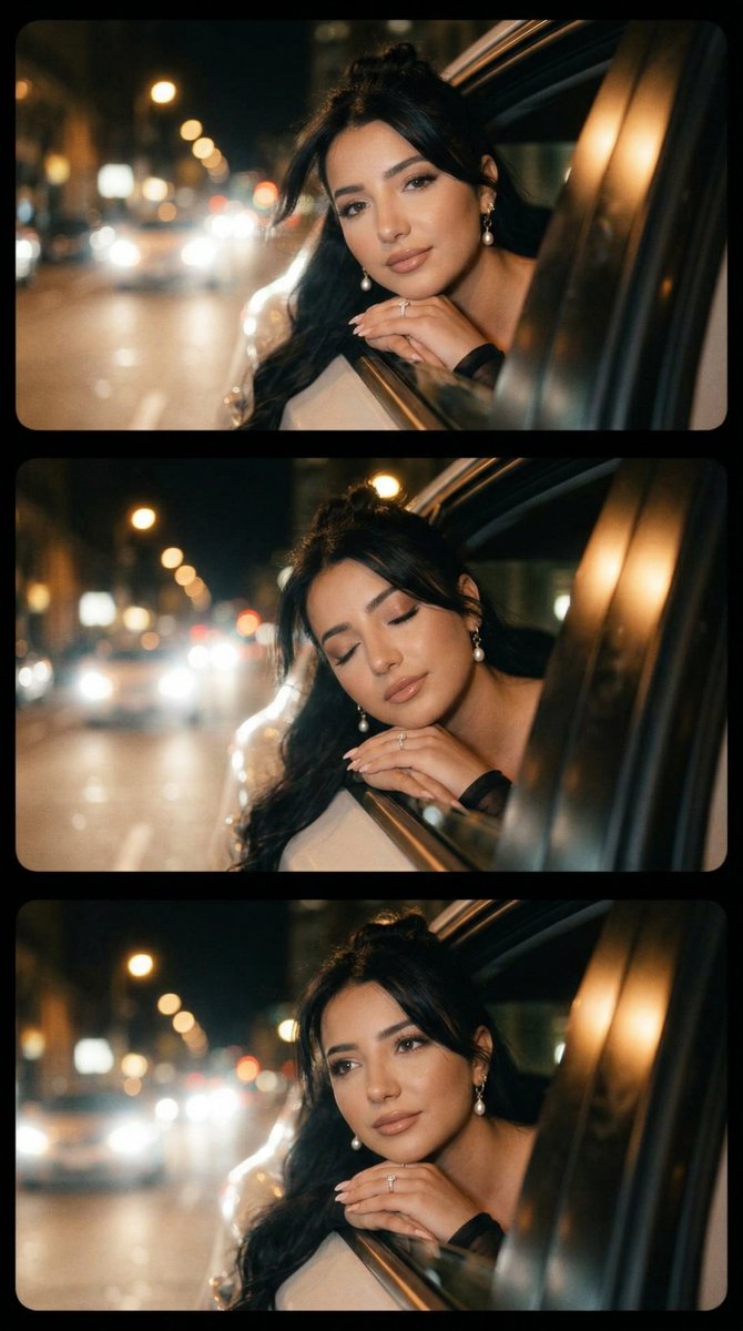 Cinematic Night Drive Filmstrip Prompt 1