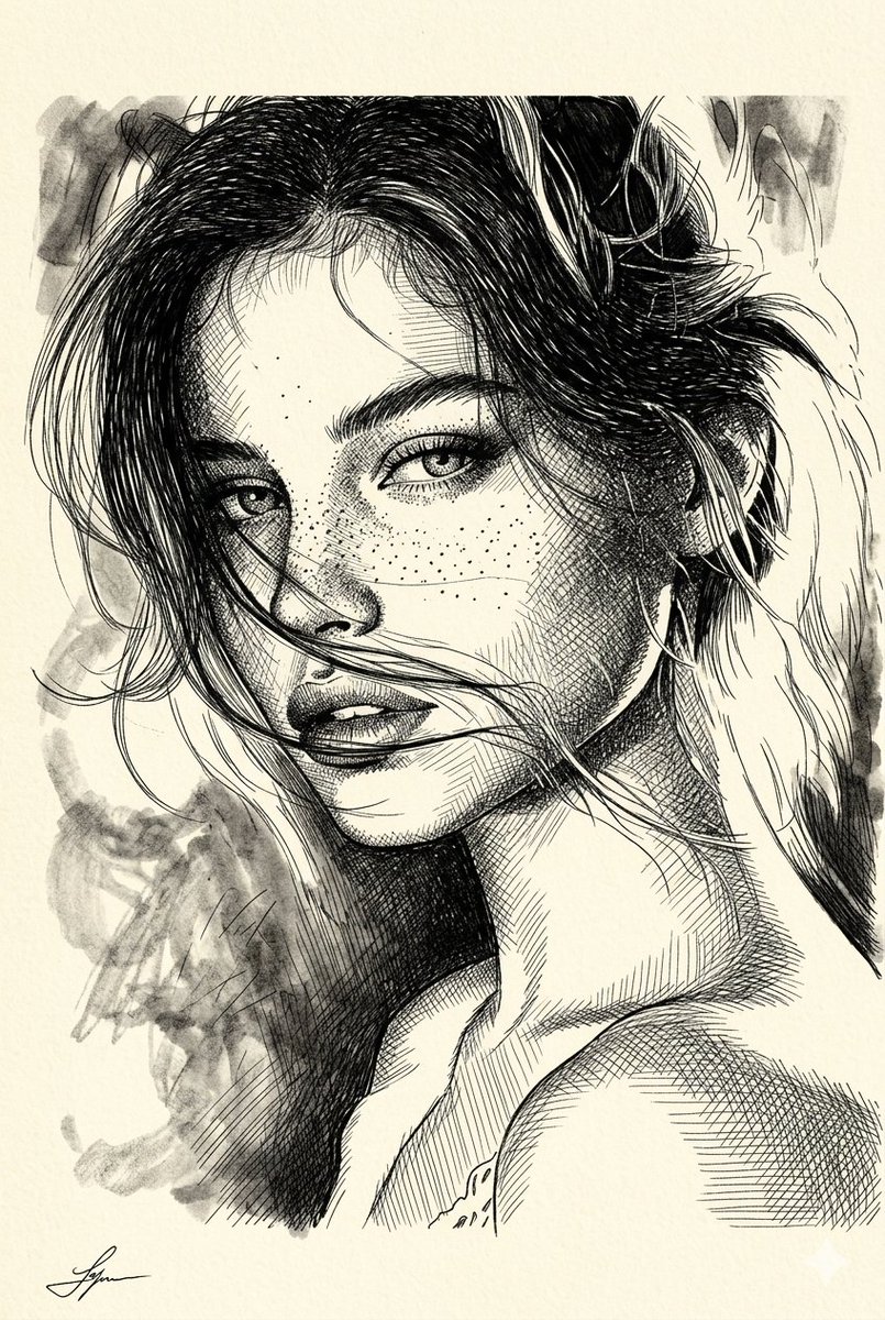 Cross-Hatched Ink Portrait 1