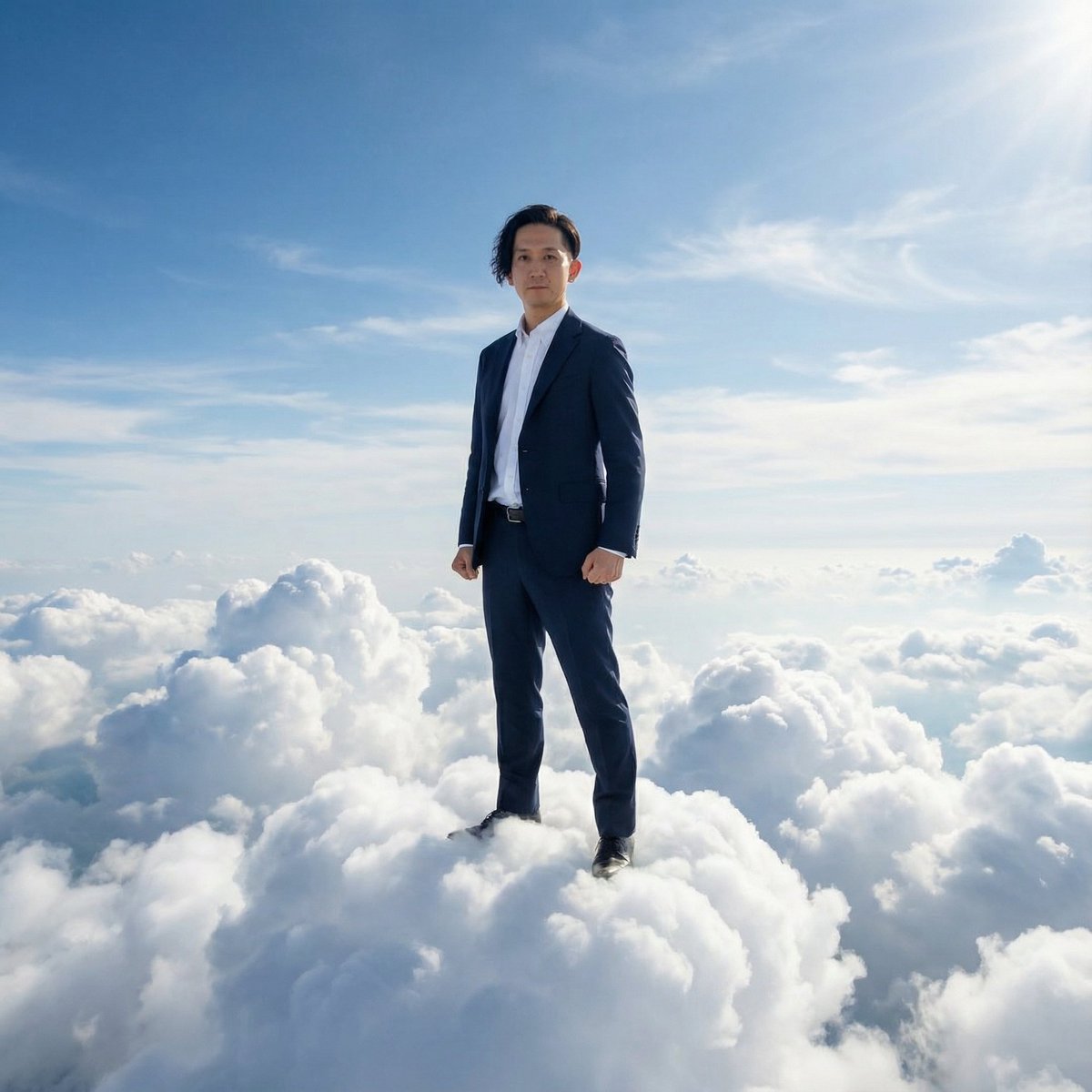 Standing on Clouds in a Suit 1
