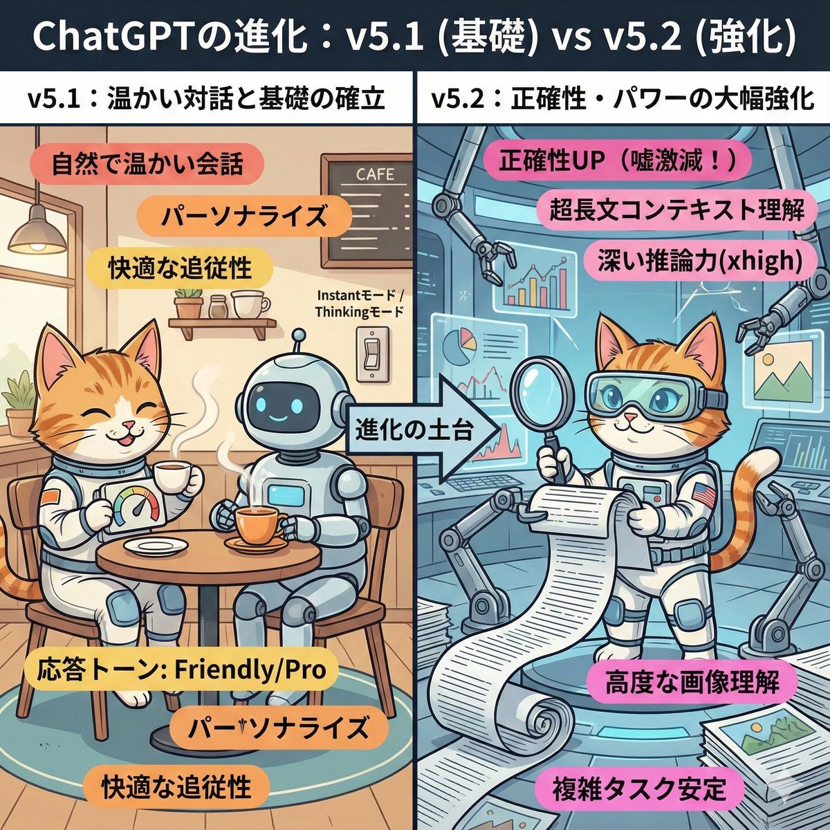 ChatGPT v5.1 vs v5.2 Evolution Infographic Prompt 1