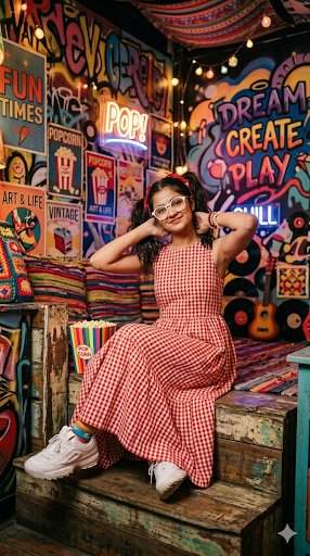 Retro Eclectic Pigtail Fashion Portrait 2