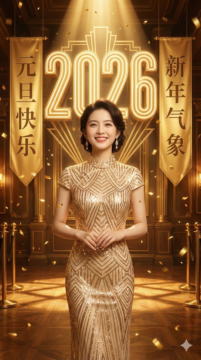 Golden New Year 2026 Celebration Portrait Prompt 1