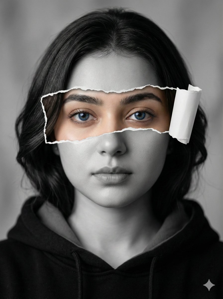 Hyperrealistic Black-and-White Portrait with Selective Color 1