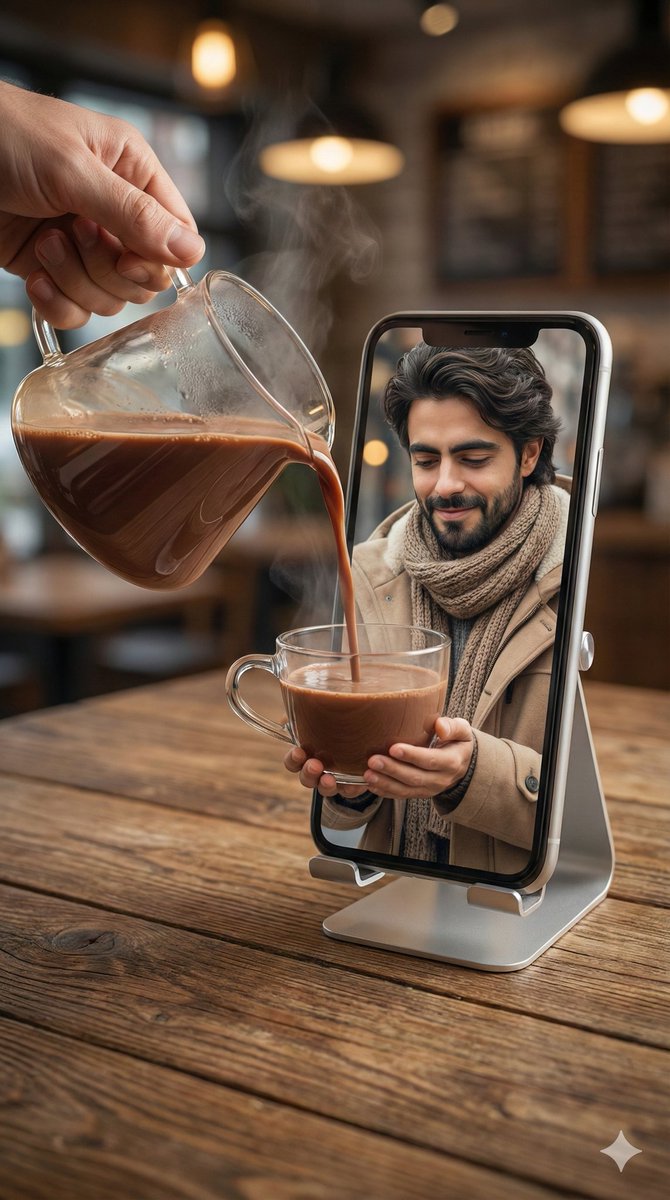 Mixed-Reality Hot Chocolate Pour Prompt (Image-to-Image) 1