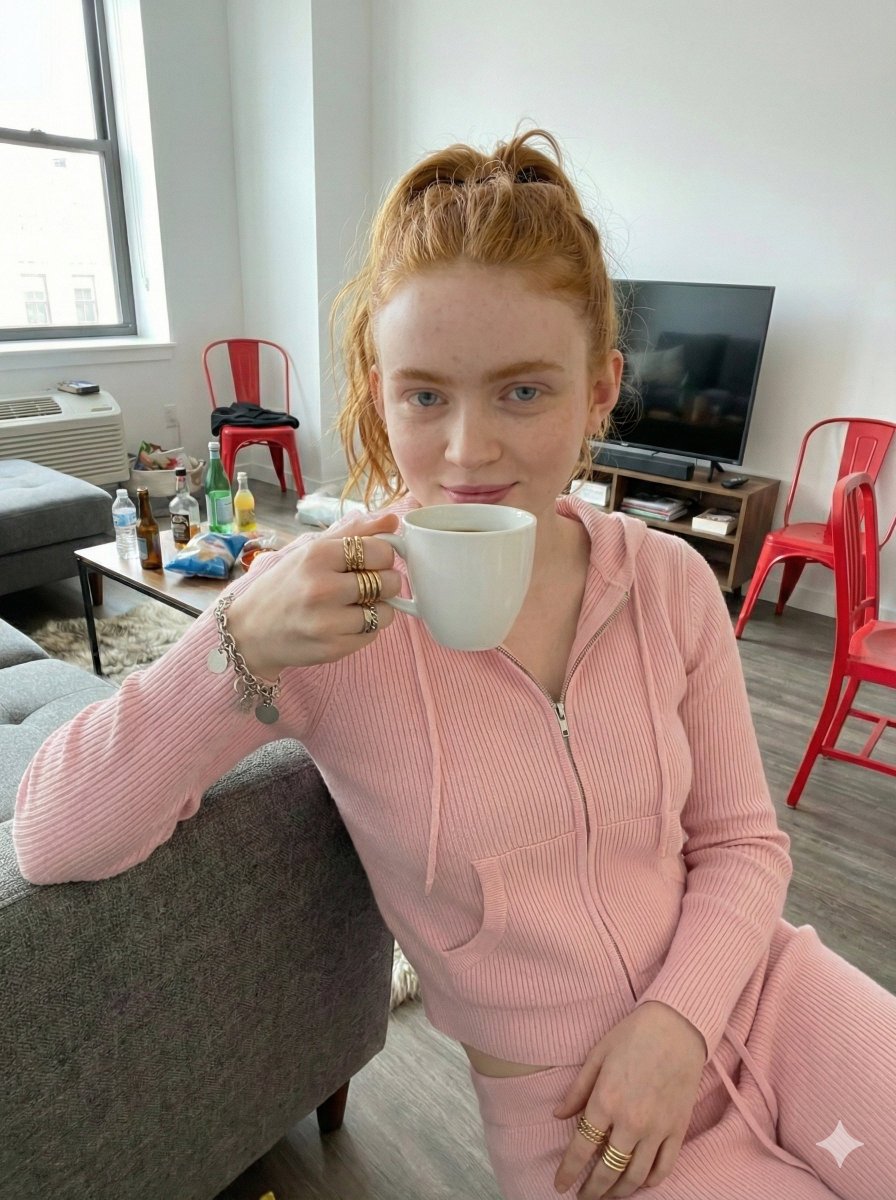 Sadie Sink Candid Selfie in Loungewear Prompt 2