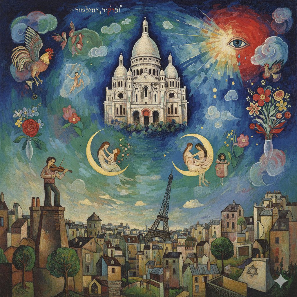 Chagall-style painting of Sacré-Cœur Basilica 2