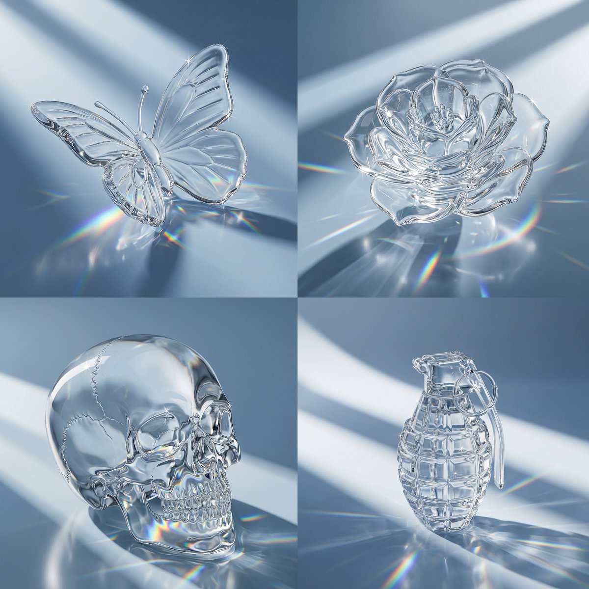 Macro Hero Shot of Optical Cast Glass Object with Caustics 1